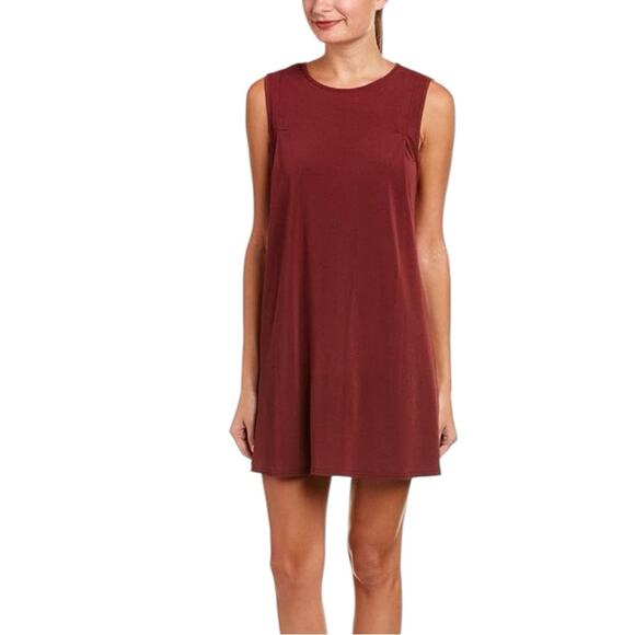 BCBGeneration Front Pleat Tent Dress Womens XS Mahogany Red Minimalist Classic - Picture 1 of 6